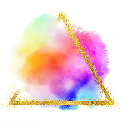 Abstract Triangle 3D Gold Colorful Paint Graphic Element