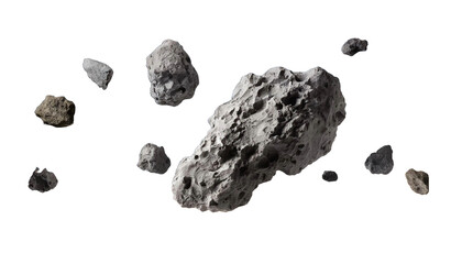 flying asteroids isolated on transparent background - obrazy, fototapety, plakaty