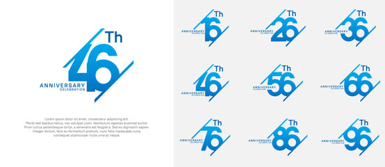 anniversary logotype vector set with blue color can be use for celebration purpose