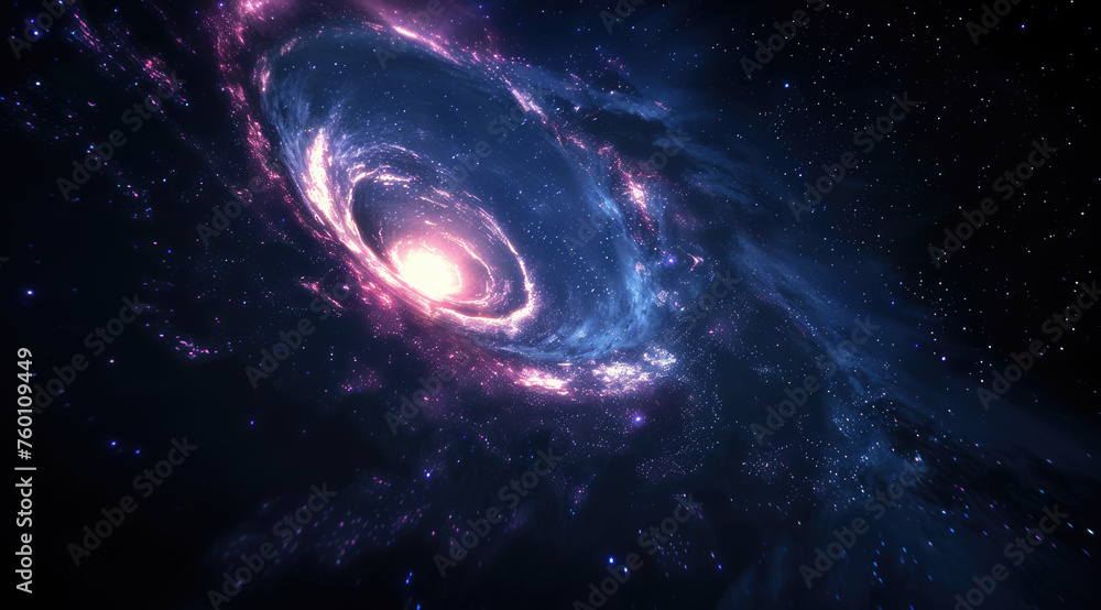 Wall mural majestic spiral galaxy surrounded by stars