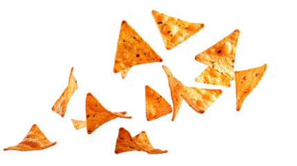 tortilla chip levitating, falling, flying transparent background