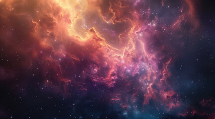 Fiery cloudscape in cosmic environment - obrazy, fototapety, plakaty