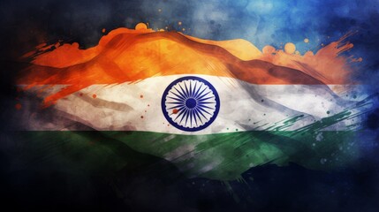 The Indian flag is represented as an abstract blend of shapes and colors, imparting an artistic and modern take on the national symbol