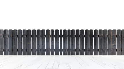 modern black wooden fence, simple design,  transparent background