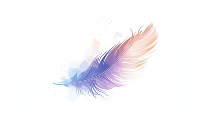 Light and airy feather graphic with a blend of pastel colors for a serene and ethereal artistic vibe