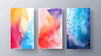 Vibrant Watercolor Business Card and Flyer Template: A Set of Colorful Vector Backgrounds to Enhance Your Professional Design