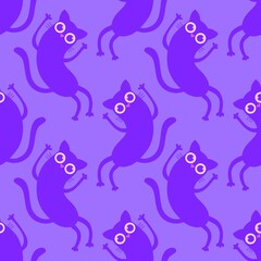 Halloween animals monsters seamless cats pattern for wrapping paper and fabrics and linens and kids clothes print