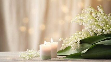 Fototapeta na wymiar Tranquil Tones: Aromas lily of the valley and Pastels Set the Mood 