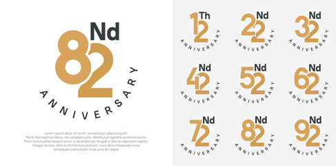 anniversary set vector design with brown and black color for celebration moment