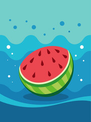 Watermelon slices floating in crystal clear water
