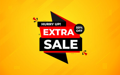 Extra Sale banner for web or social media. sale banner promotion template with discount tag. limited time offer, Get extra discount. Commercial poster, sale background vector illustration