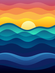 Vector water background in gradients shades of blue and green.