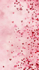 Fototapeta na wymiar heart confetti template positioned in the the upper left and bottom right corner, in the style of magical girl, minimalist backgrounds