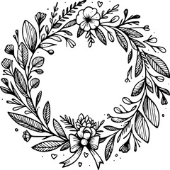 Floral Wreath Line Art Vol.1