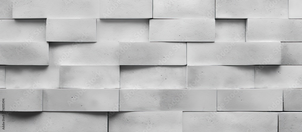 Poster an intricate geometric pattern can be seen on a closeup of a white rectangle tile wall, creating a s
