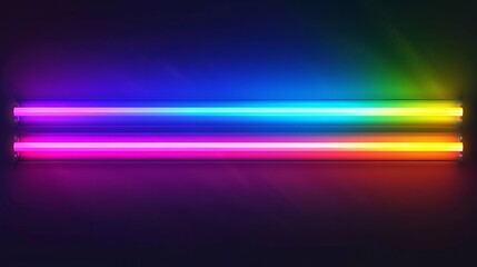 This image features a collection of neon tubes emitting a soft light against a gradient purple backdrop, adding a cool edge - obrazy, fototapety, plakaty