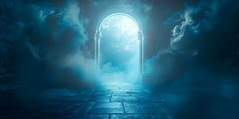The Religious Concept of Final Judgment: Heaven Opening with God's Presence. Concept Religious concepts, Final Judgment, Heaven's opening, God's presence, Spiritual beliefs - obrazy, fototapety, plakaty