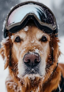 dog wearing ski goggles.