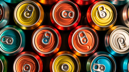 cans with many different color drinks