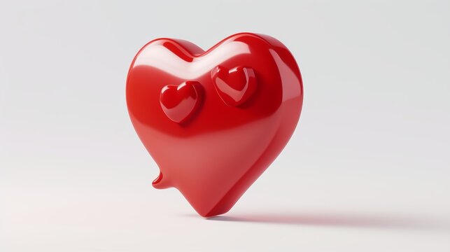This image features a modern 3D rendering of a heart symbol with a shiny, glossy red surface, set against a plain background