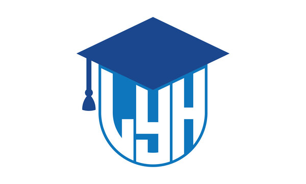 LYH initial letter academic logo design vector template. school college logo, university logo, graduation cap logo, institute logo, educational logo, library logo, teaching logo, book shop, varsity	
