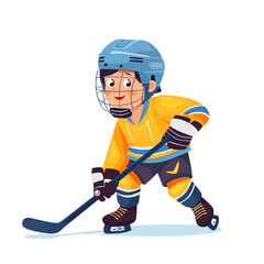 Fototapeta premium Ice hockey player. Vector illustration in cartoon style isolated on white background.