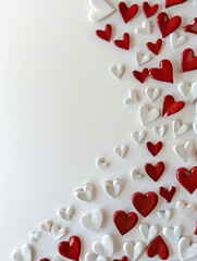 white background with hearts of different sizes