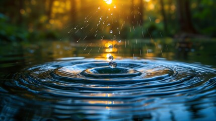 Pristine Water Droplets on Earth Day Reflecting Nature