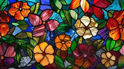 Fototapeta na wymiar Floral stained glass background