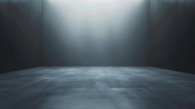 This image depicts a dark, empty room illuminated by a light source, creating an atmospheric mood with a sense of mystery