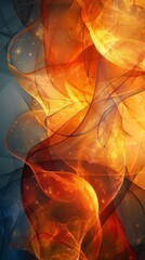 An abstract background with glass in swirling patterns of colorful orange and deep amber.