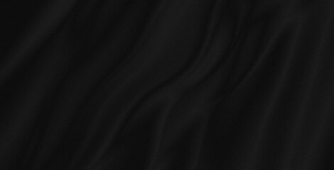 Abstract Smooth elegant black satin Textile texture Silk luxurious background design with noise