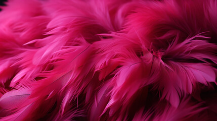 Close up of light fuchsia luxurious feather background with copying spaces. Generative AI
