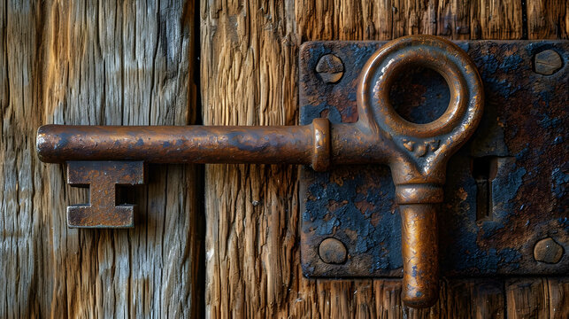 Wood door old door latch rusted