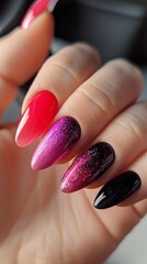 nails painted with gel polish.