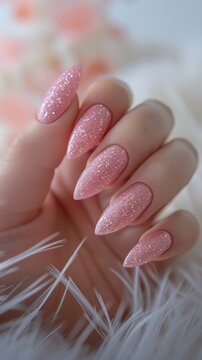 nails painted with gel polish.
