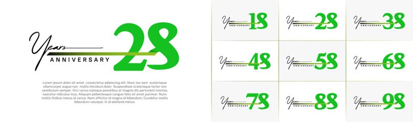 Set of Anniversary Logotype green color with ribbon can be use for special day celebration