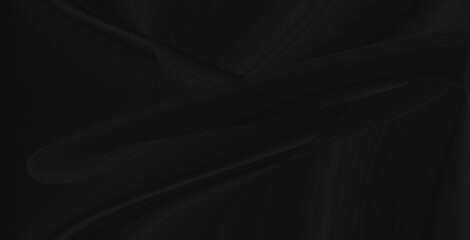 Fototapeta premium Abstract Smooth elegant black satin Textile texture Silk luxurious background design with noise