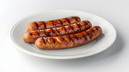 Grilled sausages on white plate