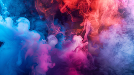 Fototapeta na wymiar Dramatic smoke and fog in contrasting vivid red, blue, and purple colors. 