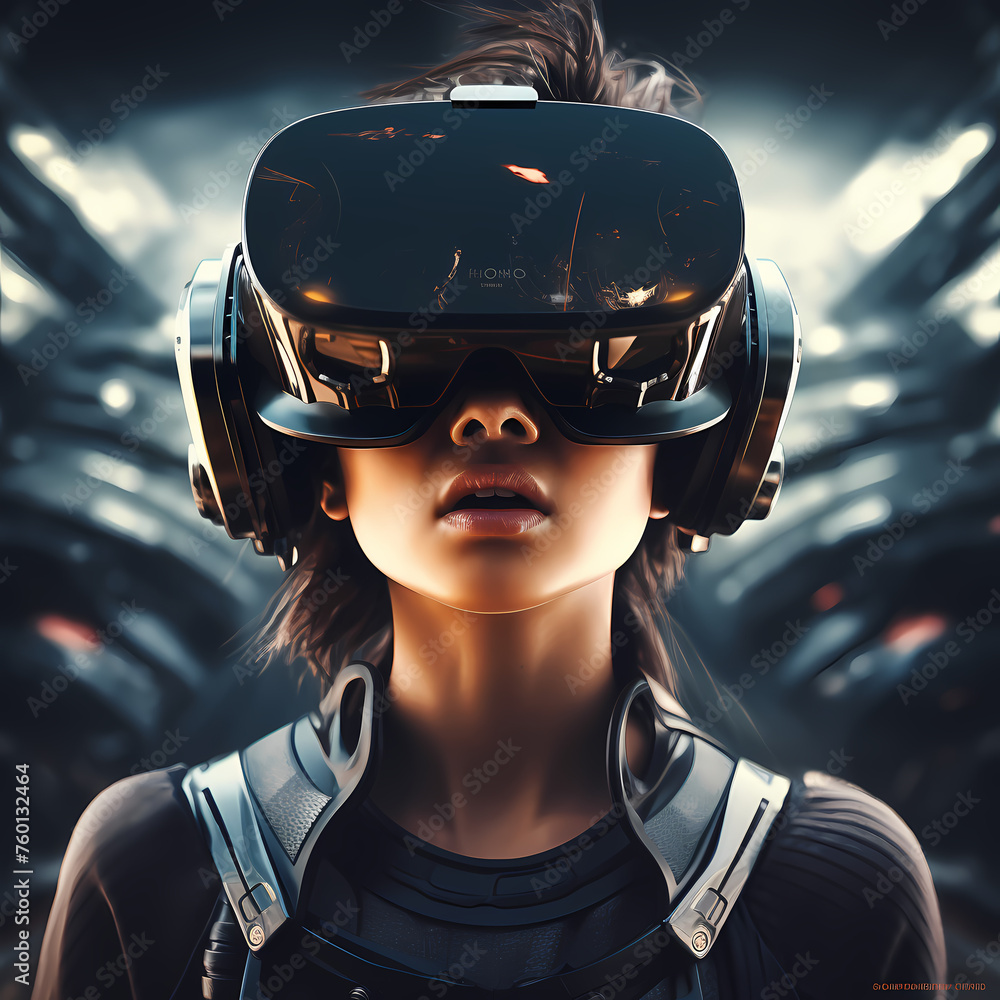 Canvas Prints Close-up of a person wearing virtual reality goggle