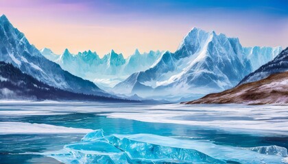 breathtaking landscape with frozen mountains and water background 16 9 widescreen backdrop wallpapers