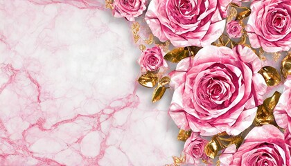 beautiful pink flower pattern luxurious marble texture rose flower background for celebration leave space to enter text