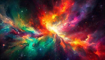 abstract illustration colorful space galaxy cloud nebula stary night cosmos universe science astronomy supernova background wallpaper contrasting heaven and hell concept art