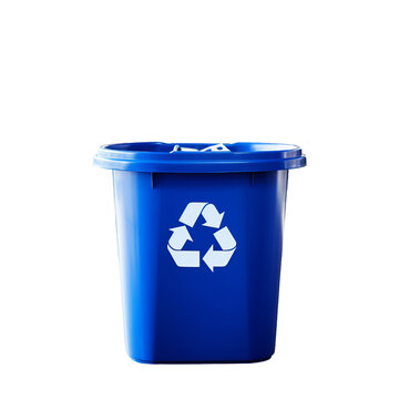 blue recycle bin with recycle symbol
