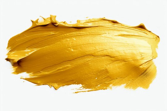 Abstract Golden Paint Smear On White Background. Generative Ai