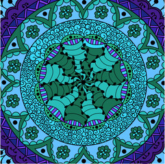 Round with arabic, oriental, indian, ethnic motiv. Traditional ornament, mandala. Hand draw vector illustration 