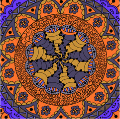 Round with arabic, oriental, indian, ethnic motiv. Traditional ornament, mandala. Hand draw vector illustration 