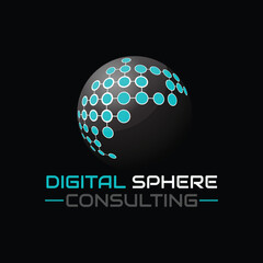 Digital sphere logo with consulting for your business.