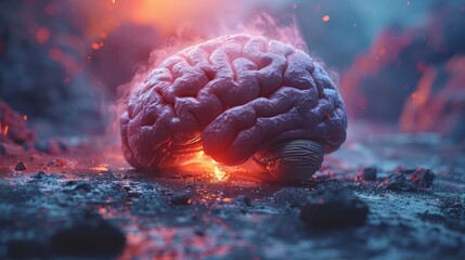 Concept of a brain stroke, headache, cerebral hemorrhage, rendered in 3D - obrazy, fototapety, plakaty